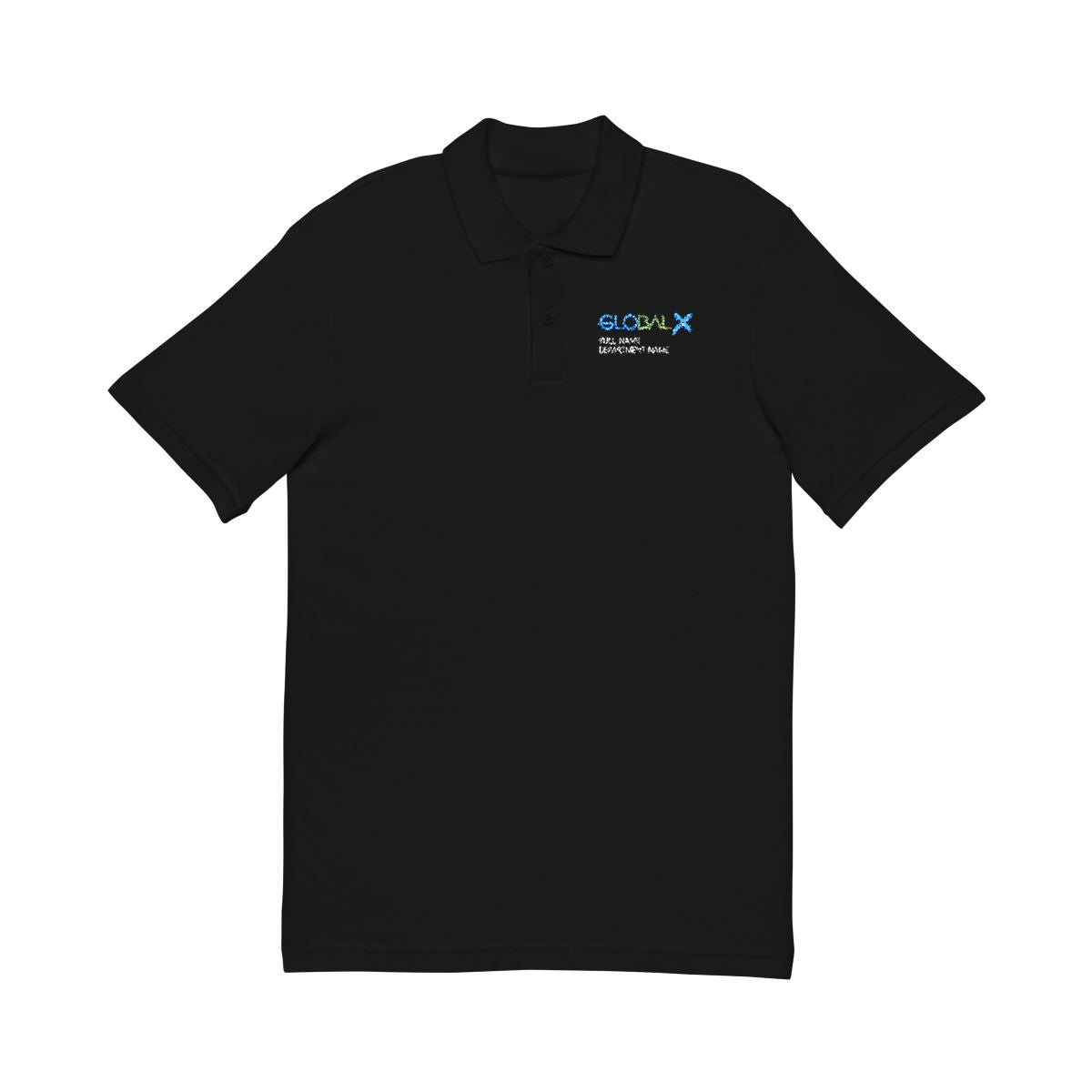 Personalized Pique Polo Shirt (Embroidery) - Black or Navy with white text