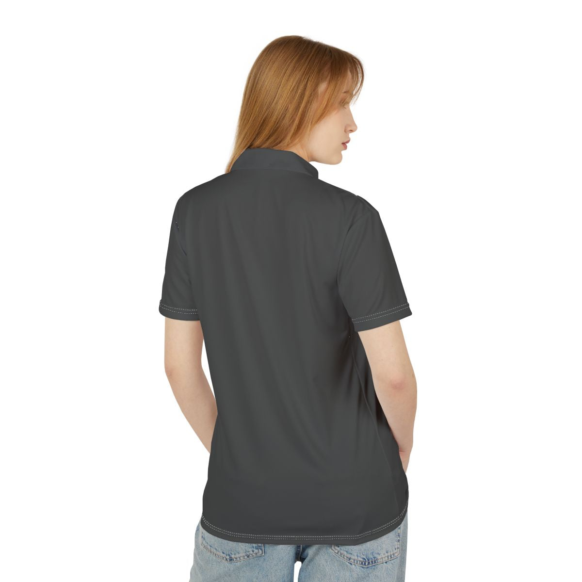 Personalized name and department polo - White on gray