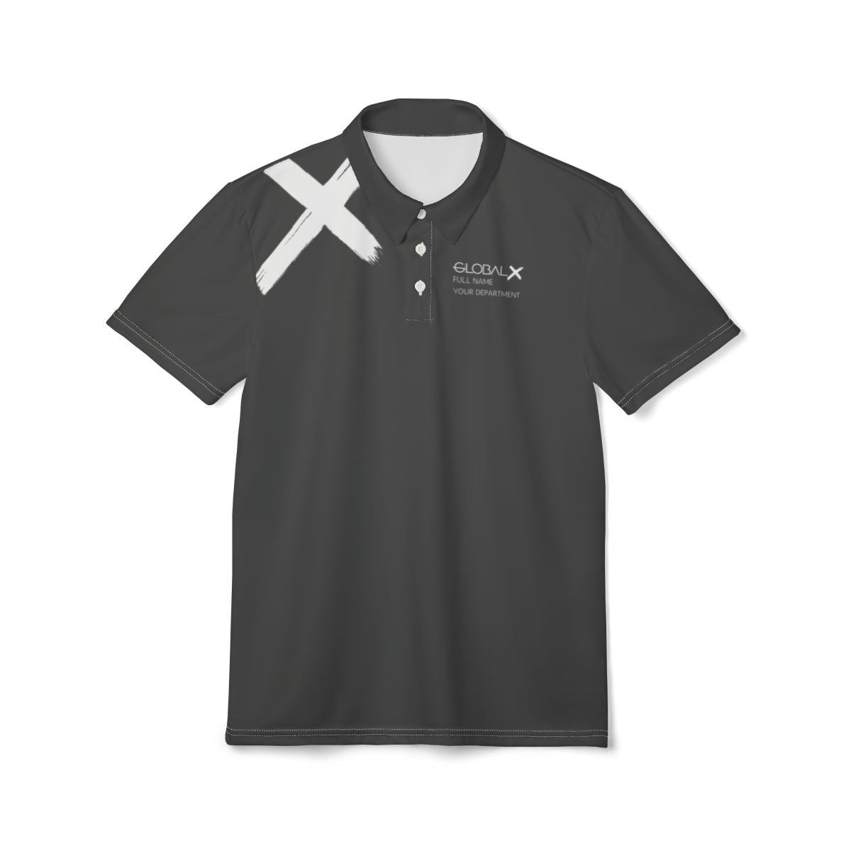 Personalized name and department polo - White on gray