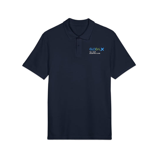 Personalized Pique Polo Shirt (Embroidery) - Black or Navy with white text