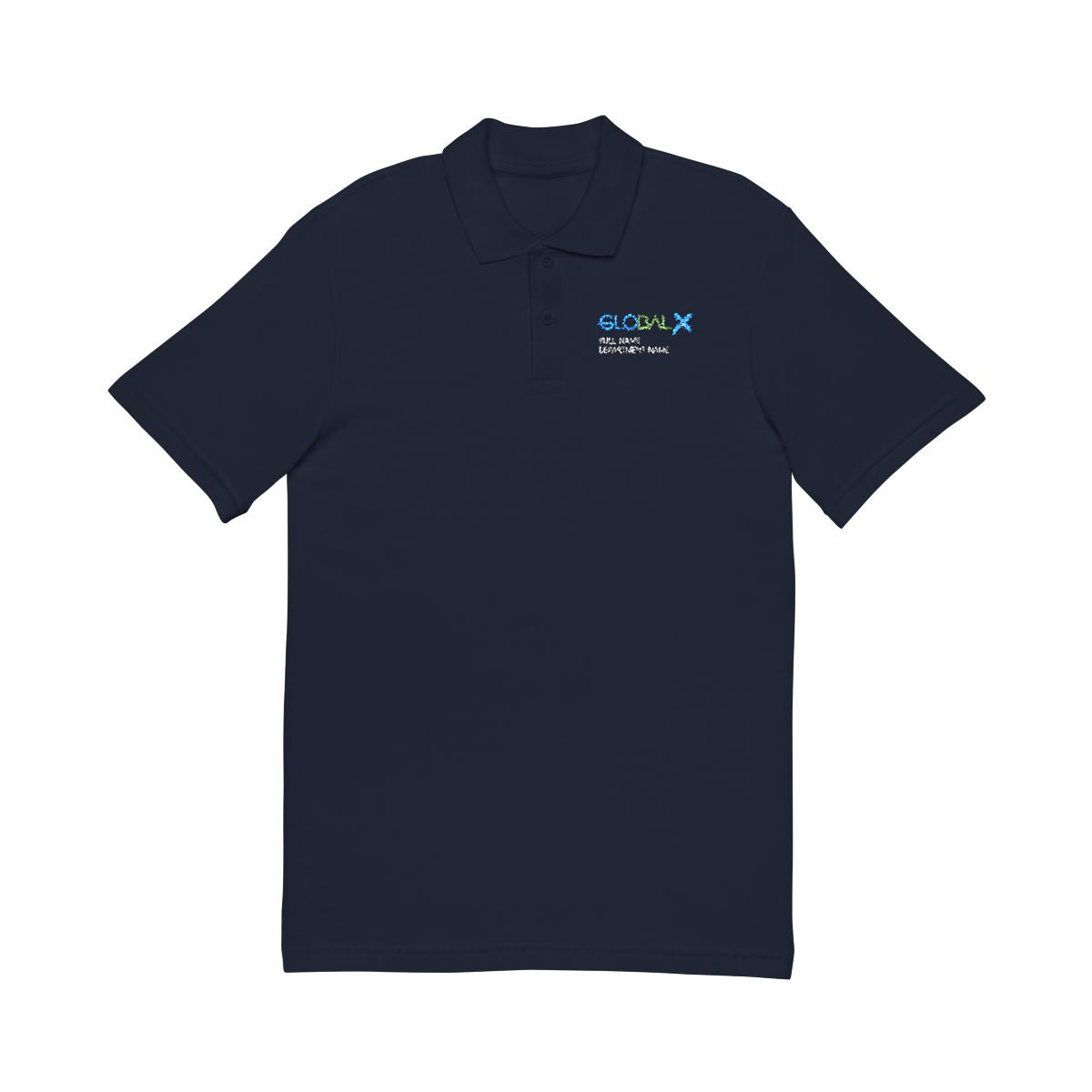 Personalized Pique Polo Shirt (Embroidery) - Black or Navy with white text